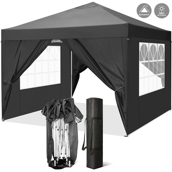 Skadana altana Pop Up 3x3x2,6m Skadana z 4 cianami bocznymi, namiot ogrodowy, namiot imprezowy, wodoodporny, ochrona UV 50+, na piknik w ogrodzie, w zestawie torba, czarna