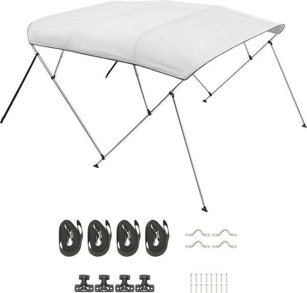 SucceBuy bimini top pokrowiec na łódź ochrona przeciwsłoneczna 4 łuki 201-213 cm jasnoszary