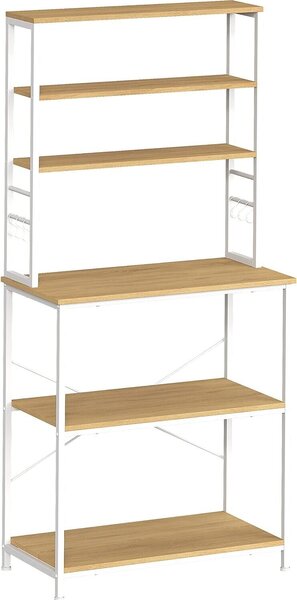 VASAGLE Póka kuchenna Póka na ekspres do kawy 6 póek i 6 haczyków na mikrofalówk Stalowa rama Styl industrialny 40 x 80 x 167 cm Db Biay