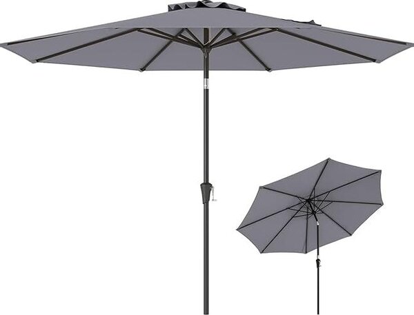 Skadany parasol KOMFOTTEU, parasol ogrodowy 300 cm z ochron UV, parasol na korbk z 6 rozpórkami i korbk rczn, parasol na taras i parasol balkonowy do ogrodu, na targ, na pla