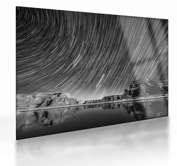 Obraz na szkle - Czarno - biały obraz gwiaździstego nieba (70x50 cm)