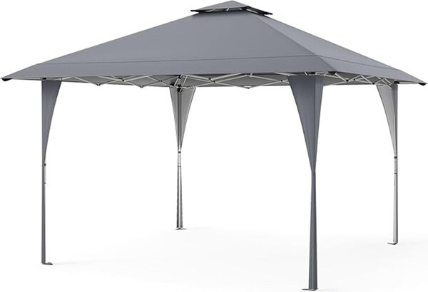 Wysuwany pawilon ogrodowy 395 x 395 cm, skadany namiot pawilonowy z plandek chronic przed socem, solidnymi metalowymi supkami i wentylowanym baldachimem, zapewniajcy cie