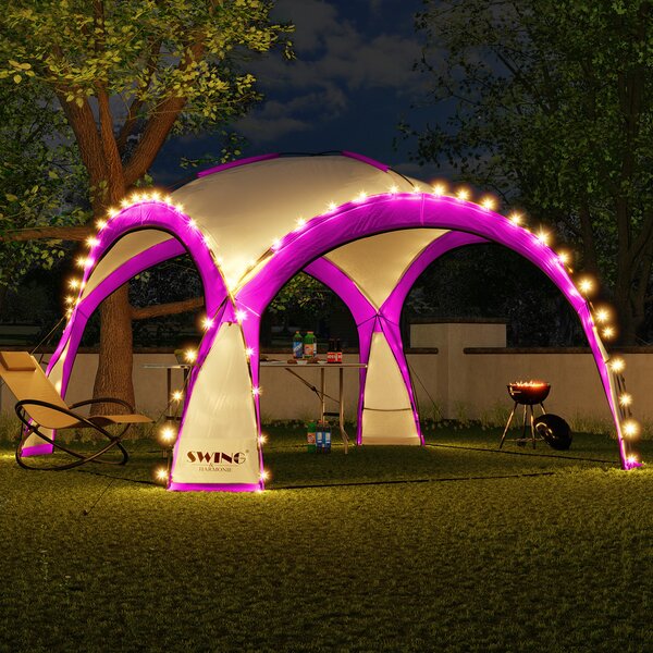 Pawilon imprezowy LED XXL DomeShelter 450cm ogród z panelem sonecznym designerski namiot ogrodowy namiot imprezowy z owietleniem - róowy