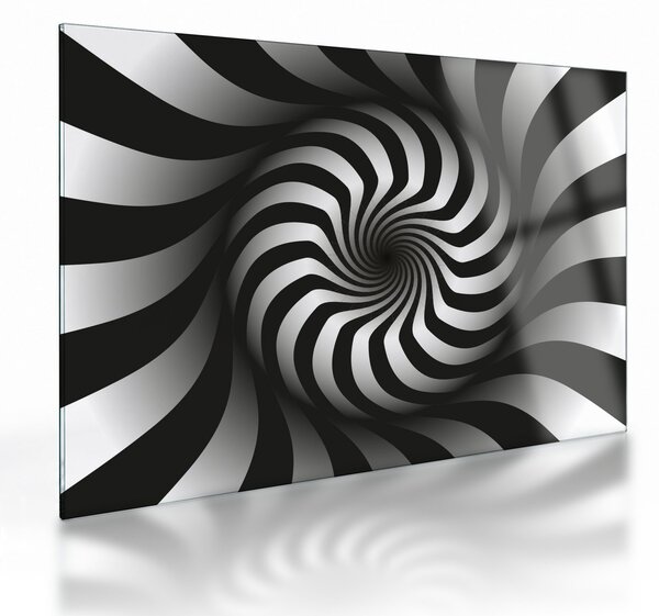 Obraz na szkle - Abstrakcyjny obraz czarno - białej spirali (70x50 cm)