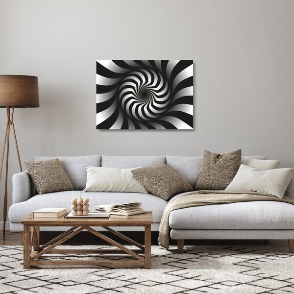 Obraz na szkle - Abstrakcyjny obraz czarno - białej spirali (70x50 cm)
