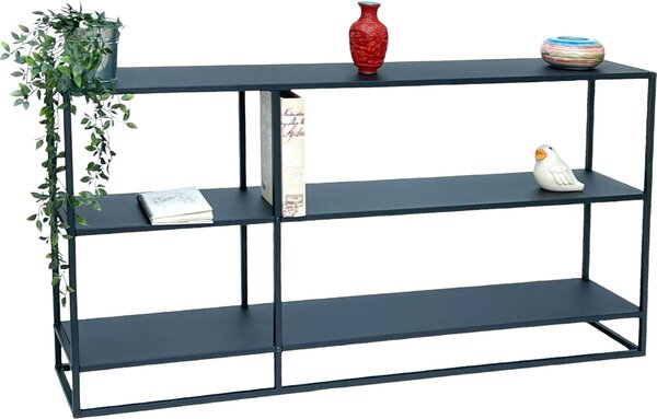 DanDiBo Konsola Metalowa Czarna Wska z 3 poziomami Nowoczesna 140x70x25 cm Póka Póka stojca 96471 Metalowa póka z pók