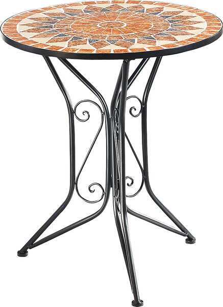 Stó ogrodowy Kobolo z mozaikowym blatem Dm 60 cm H 70 cm - ródziemnomorski stó balkonowy tarasowy dekoracja ogrodowa okrgy skadany metalowy stó balkonowy stó zewntrzny