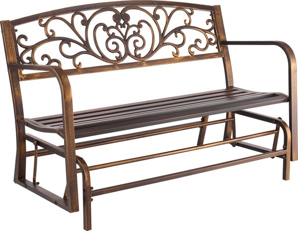 VEVOR awka ogrodowa meble ogrodowe awki 127 cm udwig 250 kg, awka tarasowa z metalow ram wykonan ze stali wglowej, awka balkonowa z podokietnikami, awka werandowa do ogrodu park dziedziniec taras, antyczny brz