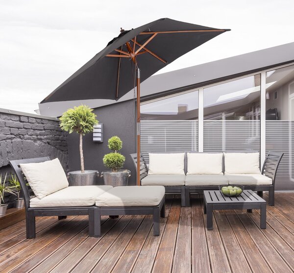 Parasol ogrodowy Outsunny 200 x 150 x 235 cm, składany, 3-poziomowy, regulowany, prostokątny, wodoodporny i odporny na promieniowanie UV, idealny na plażę, balkon, taras, ogród, ciemnoszary
