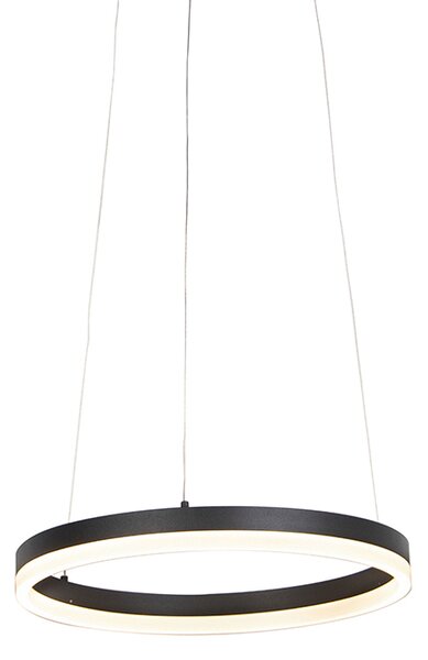Designerska lampa wisząca w kształcie pierścienia czarna 40 cm z diodą LED i ściemniaczem - Anello Oswietlenie wewnetrzne