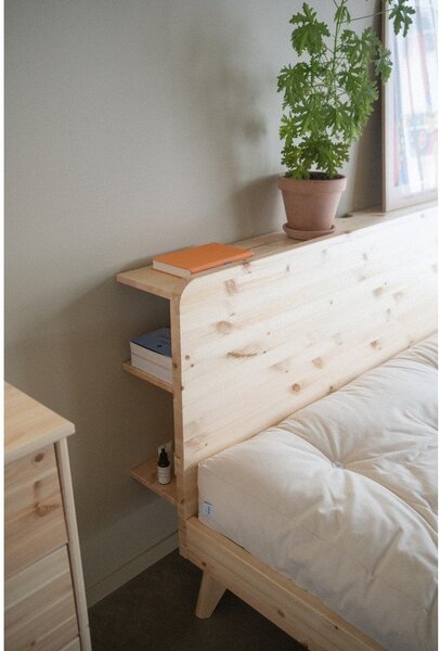 Brązowe łóżko dwuosobowe z drewna sosnowego ze stelażem 160x200 cm Retreat – Karup Design