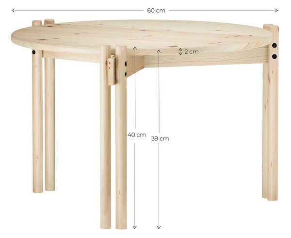 Czerwony okrągły stolik z litego drewna sosnowego ø 60 cm Sticks – Karup Design