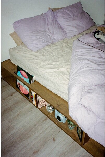 Brązowe łóżko dwuosobowe z drewna sosnowego ze stelażem 160x200 cm Ziggy – Karup Design