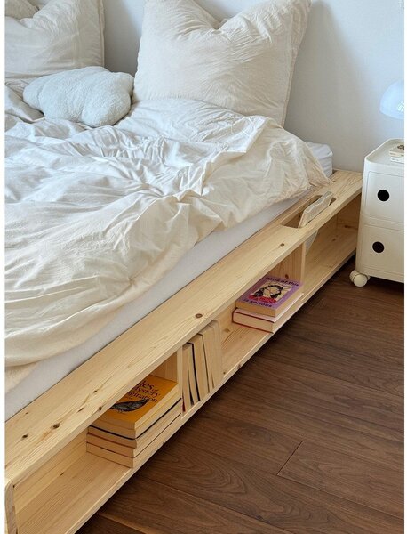 Łóżko dwuosobowe z drewna sosnowego ze stelażem 140x200 cm Ziggy – Karup Design