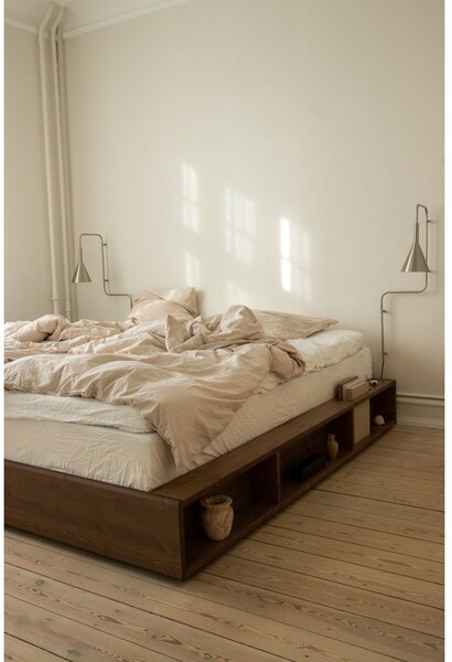 Brązowe łóżko dwuosobowe z drewna sosnowego ze stelażem 160x200 cm Ziggy – Karup Design