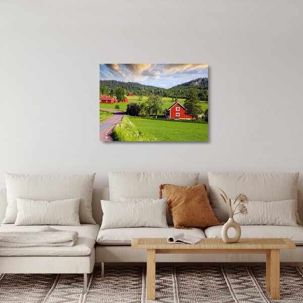 Obraz na szkle - wieś (70x50 cm)