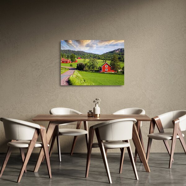 Obraz na szkle - wieś (70x50 cm)