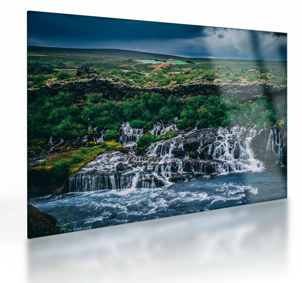 Obraz na szkle - wodospady w przyrodzie (70x50 cm)