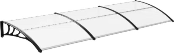 Daszek na drzwi i okna - Daszek z poliwglanu i ochrona przeciwsoneczna - Nowoczesny design - Aluminiowa rama - 270x98.5cm - Czarny