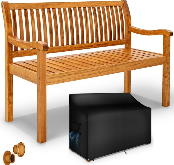 Tillvex® ławka ogrodowa drewno jasnobrązowy 125 cm / 2 - 3 osoby ławka parkowa solidna ławka ogrodowa meble ogrodowe