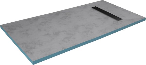 Brodzik MARWELL Element prysznicowy o wymiarach 90 x 160 x 4 cm do bezpo?redniego wy?o?enia p?ytkami ze zintegrowanym odp?ywem w kolorze czarnym i odp?ywem poziomym