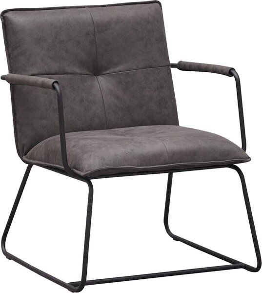 Happyment Luxe Dining Chair XL - krzeso kuchenne - fotel - krzeso tapicerowane - stalowe nogi - wysokie oparcie - sztuczna skóra - do salonu, sypialni, jadalni - szary