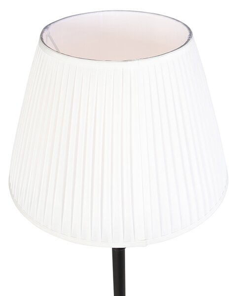 Lampa stojąca czarna z plisowanym abażurem białym 45 cm - Classico