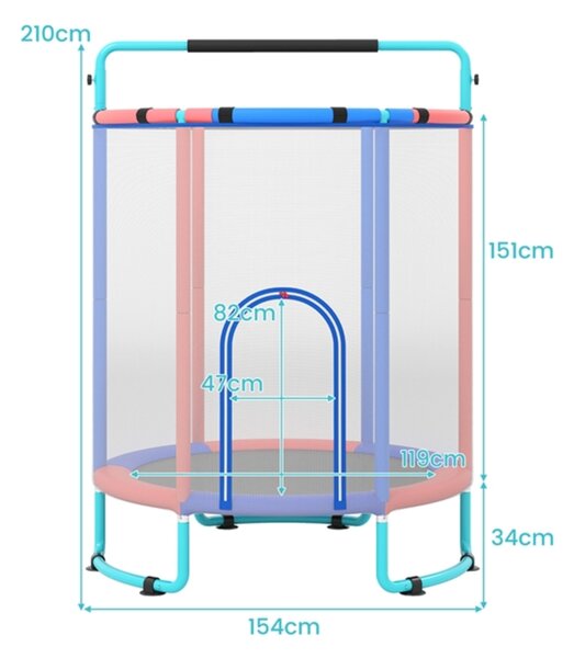 Trampolina ogrodowa dla dzieci 154 cm z siatką i akcesoriami