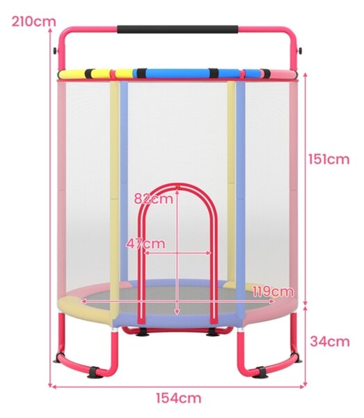 Trampolina dziecięca 154 cm z akcesoriami - bezpieczna zabawa