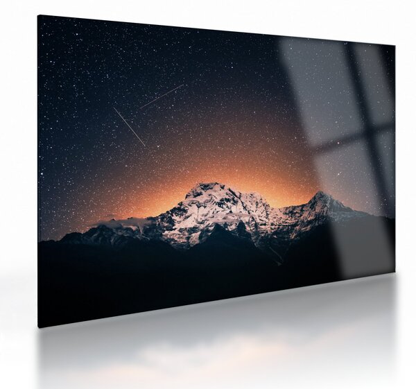 Obraz na szkle - nocne niebo z górą (70x50 cm)