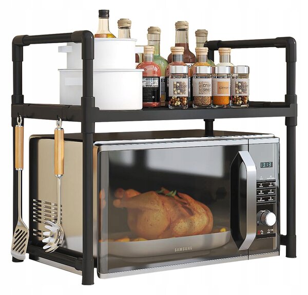 PÓKA KUCHENNA pod mikrofalówk SZAFKA ORGANIZER CZARNA 2poziomy 48cm REGA