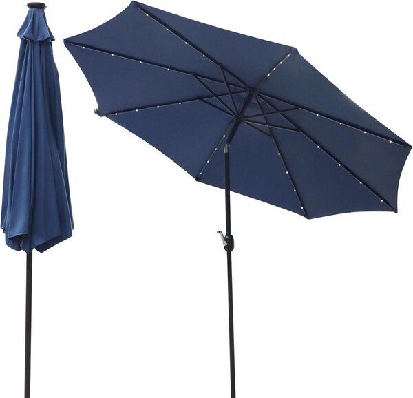 Parasol ogrodowy 300 cm z owietleniem LED - Ciemnoniebieski - Podwietlany parasol na taras i do ogrodu