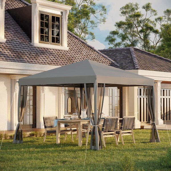 Altana Outsunny ok. 3x3m, wodoodporna, stabilna, odporna na zim, rozkadana, z ochron UV, skadany namiot imprezowy, ogrodowy z 4 cianami bocznymi, torba na namiot ogrodowy do ogrodu kempingowego, jasnoszara