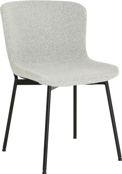 HowHomely Krzeso SABLE Beowa tkanina Bouclé - nowoczesny design, wygodne, czarne metalowe nogi
