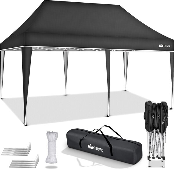 Tillvex altana 3x6m antracyt wodoodporna | skadana altana pop-up z regulacj wysokoci | namiot ogrodowy ochrona UV 50+ | namiot imprezowy z torb do ogrodu