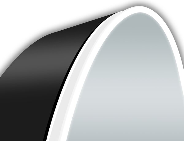 Szafka lustrzana z owietleniem Talos Oval Vento 45x80 cm czarna - Szafka lustrzana azienkowa z 2 pókami - Aluminium - Lustrzany panel tylny