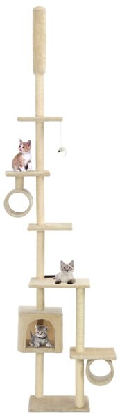 Drapak dla kota z sizalowymi słupkami, 260 cm, beżowy