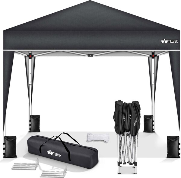 Tillvex altana 3x3m antracyt wodoodporna | skadana altana pop-up z regulacj wysokoci | namiot ogrodowy ochrona UV 50+ | namiot imprezowy z torb do ogrodu