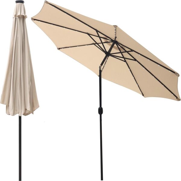 Parasol ogrodowy 300 cm z owietleniem LED - Beowy - Podwietlany parasol na taras i do ogrodu