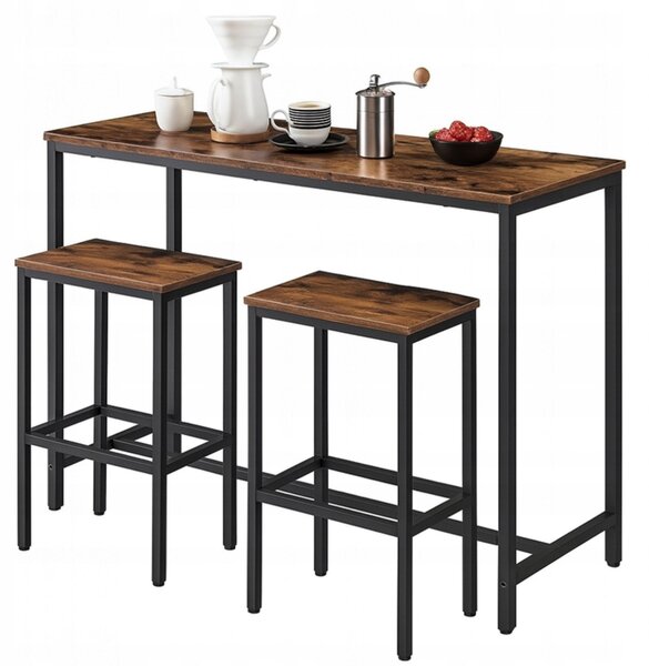 Zestaw Barowy Stó Kuchenny+2 Krzesa Hoker Modern Industrialny Loft 100 Cm