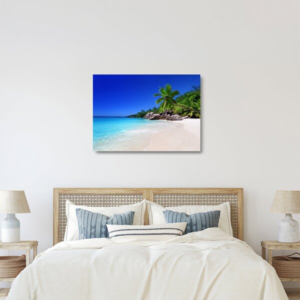 Obraz na szkle - plaża na wyspie Praslin (70x50 cm)