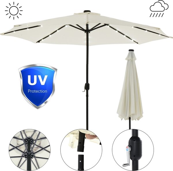 Melko parasol Ø3m z diod LED ogrodowy parasol wspornikowy obracany o 360° - beowy z diod LED