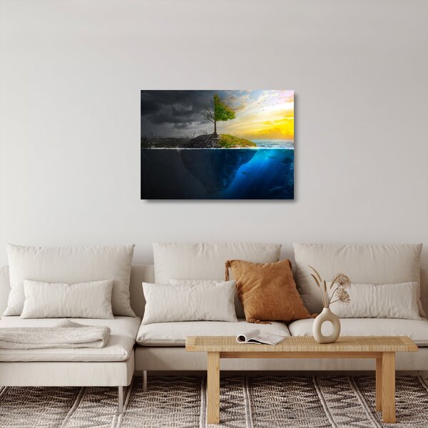 Obraz na szkle - przedstawienie dwóch stron (70x50 cm)