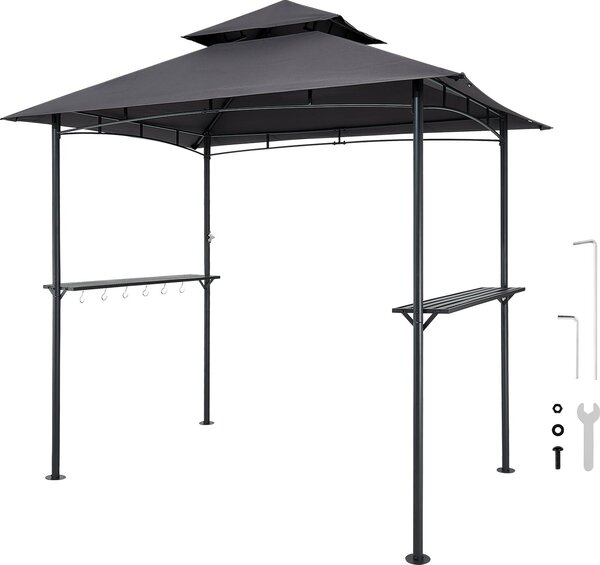 Altana grillowa VEVOR, 2430x1500x500 mm, obudowa grilla do grillowania na zewntrz, 2-poziomowa obudowa altany grillowej, altana ogrodowa z podwójnym dachem dla 2-4 osób, idealna na patio, podwórko i do ogrodu