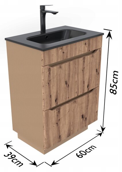 Ryflowana Szafka podumywalkowa 60 DB/KASZMIR 2 szuflady Omeble