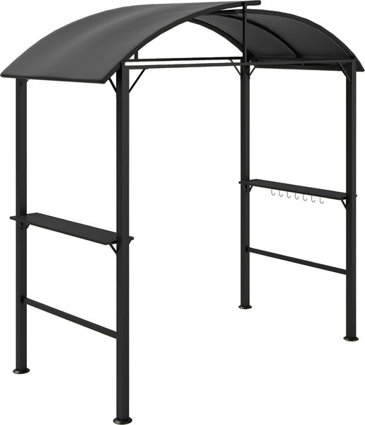Pawilon ogrodowy Outsunny BBQ 233 x 110 x 235 cm Wiatroodporny pawilon ogrodowy z podwójnym dachem, pókami, altanami ogrodowymi z ochron UV, pawilon BBQ ze stali, namiot ogrodowy na imprez BBQ, ciemnoszary