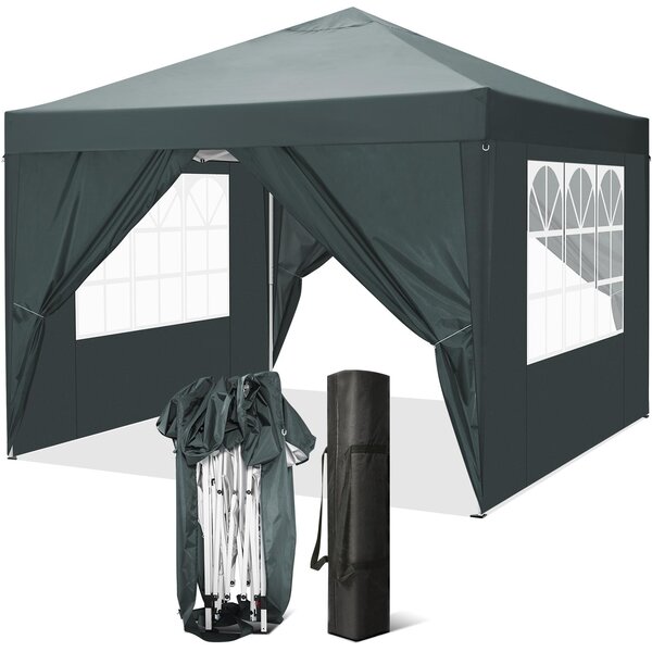 Skadana altana 3x3m Skadana altana Pop Up z 4 cianami bocznymi, wodoodporna, ochrona UV 50+ Namiot ogrodowy Namiot imprezowy, ciemnoszary