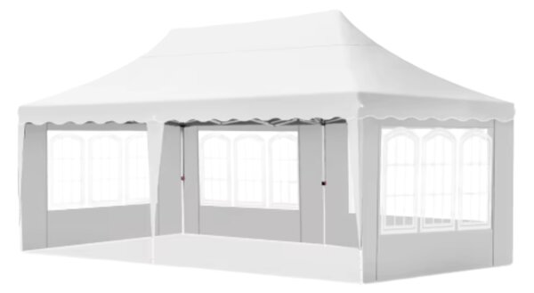 Namiot imprezowy - Skadany - Ze cianami bocznymi - Biay - 300x600cm - atwy monta - Pawilon - Wodoodporny, odporny na warunki atmosferyczne - Regulowana wysoko