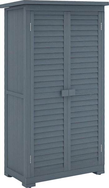 Drewniana szopa ogrodowa Outsunny, odporna na warunki atmosferyczne, 87x46,5x160 cm, szopa na narzdzia z drzwiami, dach jednospadowy, podogi, szafka na narzdzia, domek ogrodowy, szafka na narzdzia, szopa ogrodowa, taras, szara