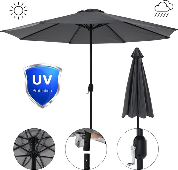 Melko parasol Ø3m z diodami LED ogrodowy parasol wspornikowy obracany o 360° - szary